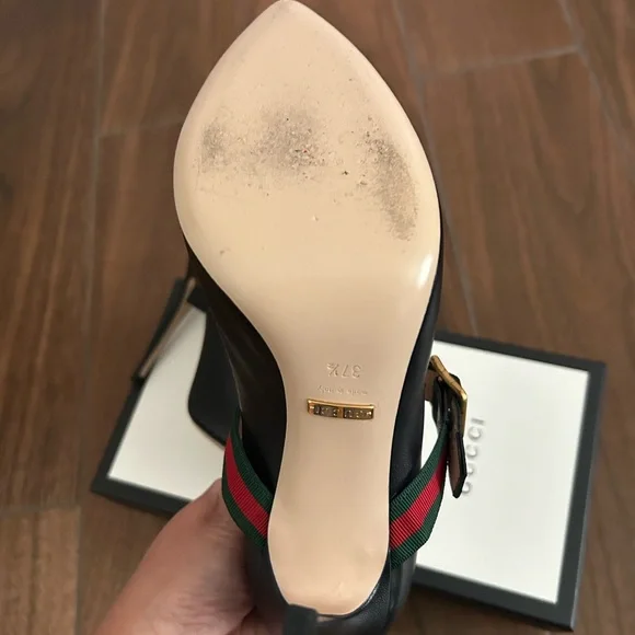 Gucci Leather Pumps with Grosgrain Strap, Mary Janes - Picture 6 of 8